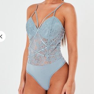 Blue lace bodysuit